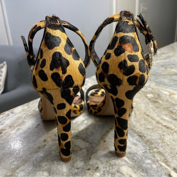 Ted Baker Claudel Genuine Calf-hair Leopard-print Ankle Strap Sandal Size 38 - Picture 8 of 11